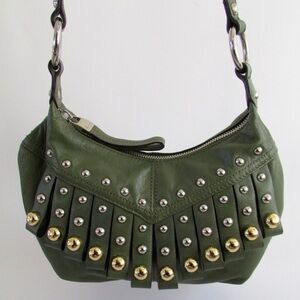 B. Makowsky Green Studded Shoulder Bag